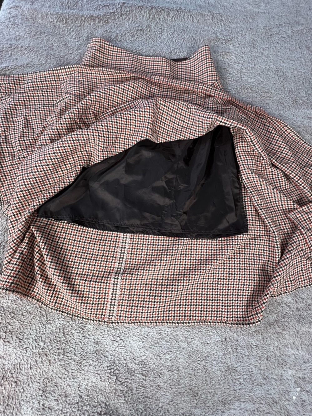 Talbots Brown Houndstooth Asymmetrical Midi Skirt Size 2 - Picture 9 of 11